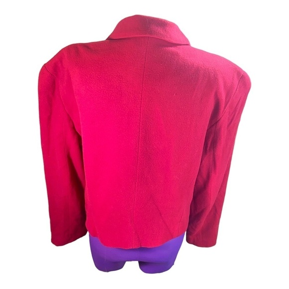 Finity vintage red wool cashmere button up cropped blazer 10 - Picture 2 of 10